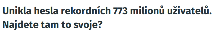 článek o úniku hesel
